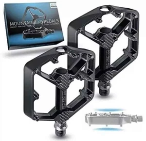Ikeotest Mountain Bike Pedals 2X Bearing Aluminum Robust Non-Slip Pedals New - Picture 1 of 5