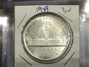 1939 Canada Ottawa Parlamento commemorativo dollaro argento non circolato B1053 - Foto 1 di 6