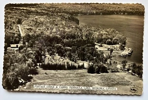 PORTAGE LODGE & HÜTTEN HALBINSEL SEE MUSKOKA KANADA RPPC ECHTBILD PC 1950er - Bild 1 von 4