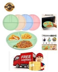 4 Pcs Divided Dinner Plates Sets, 8.6 Inch Portion Control Divided Plates, Diet - Picture 1 of 8