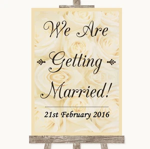 Cream Roses We Are Getting Married Personalised Wedding Sign - Picture 1 of 8