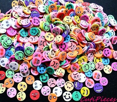 Fimo Clay Smiley Face Round Smile Emoji Mix Embellishment Tiny 3D Nail Art Craft