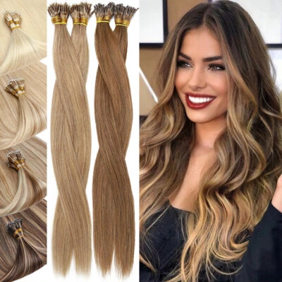 Nano Ring Micro Loop Beads 100% Human Remy Hair Extensions Full Head THICK 1G - Image 1 of 4