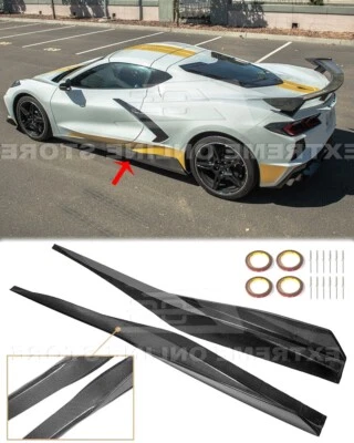 Par de faldones laterales de fibra de carbono real estilo GM 5VM para balancín Corvette C8 de 20 unidades nuevo Foto 1 de 4