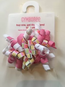NWT Gymboree Curly Hair Barrette White Pink Valentines Day Girls Ribbons - Picture 1 of 1