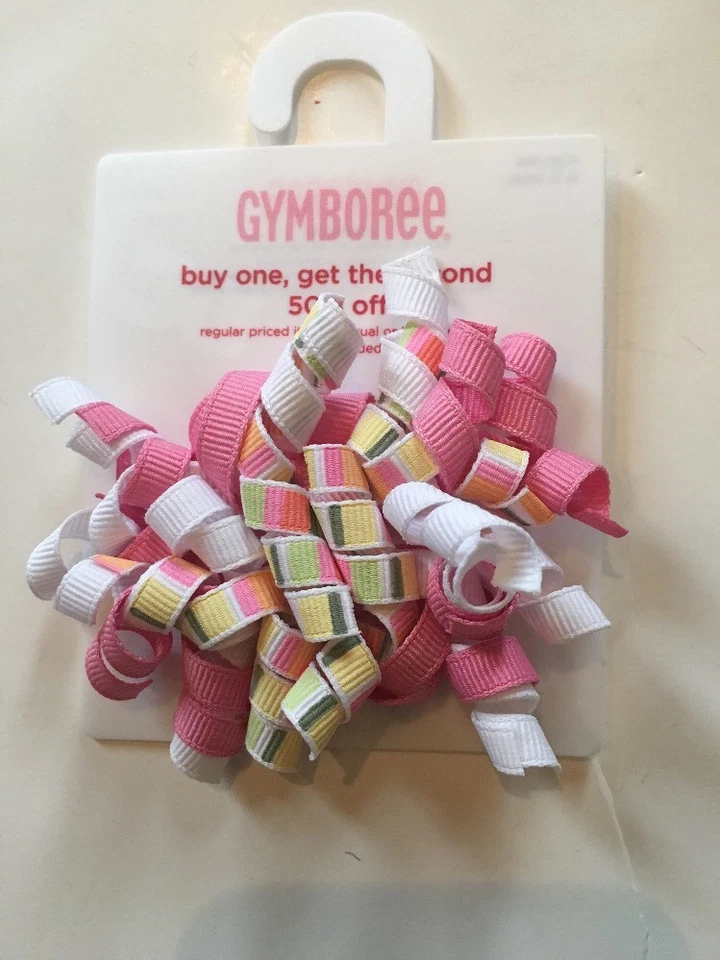 NWT Gymboree Curly Hair Barrette White Pink Valentines Day Girls Ribbons - Image 1 of 1