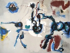 RENATO BIROLLI-"SENZA TITOLO"-LITOGRAFIA A COLORI - DIM. 64,5 x 50 -GAR. AUT. - Foto 1 di 6