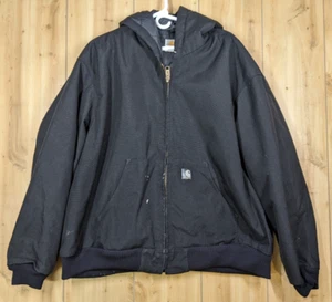 VTG Carhartt Hooded Quilted Jacket Distressed XL ? Black J133 BLK Arctic Black - Picture 1 of 15