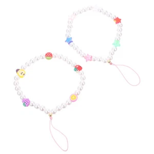 2 Pcs Star Pearl Bracelet Colorful Mobile Phone Lanyard Chain Strap - Photo 1/12
