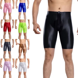 Mens Glossy Boxer Shorts Sheath Pouch Underwear Shorts for Swimming Workout - Picture 1 of 79