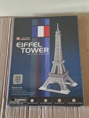 CubicFun 3D Torre Eiffel 33 Pezzi Kit Puzzle, C705h, NUOVO SIGILLATO - Immagine 1 di 4