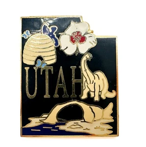 Utah Enamel Souvenir Pin - Beehive, Dinosaur, Sego Lily, Cavern by GMWS - Picture 1 of 3