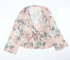 Select Womens Pink Floral Polyester Wrap Blouse Size 16 V-Neck