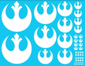 White Star Wars Starbird rebel emblem decal roundel resistance Bandai Revell MPC - Picture 1 of 1