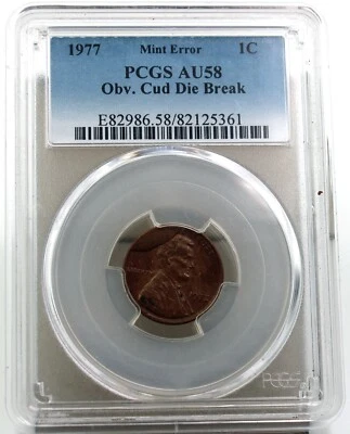 1977 Lincoln Memorial Cent Obverse Cud Error PCGS AU58 - Image 1 of 4