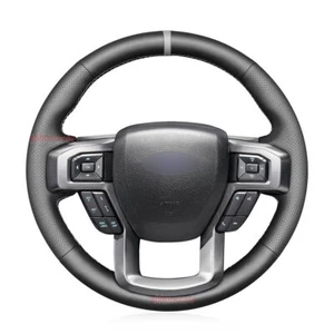 Custom made PU Leather Steering Wheel Cover Stitch on Wrap For  Ford F-150 F-250 - Picture 1 of 11