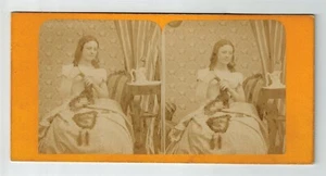 Stereoview Foto Estéreo Tarjeta Riesgo Mujer Pelo Largo Pelo Original Años 1880 - Imagen 1 de 2