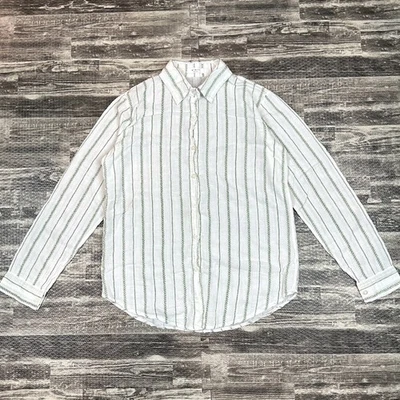 MYMYT 衬衫女式 MED 韩国风格 100% 棉轻便领纽扣前襟 — 第 1/4 张图片