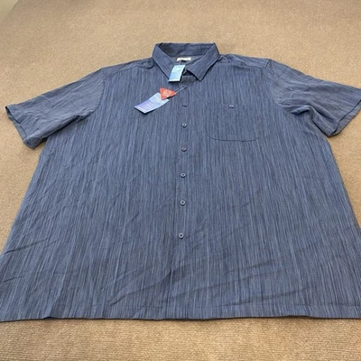 Haggar Cool 18 Tec Shirt Mens 3XLT Striped Short Sleeve Button London Blue Marl - Image 1 of 4