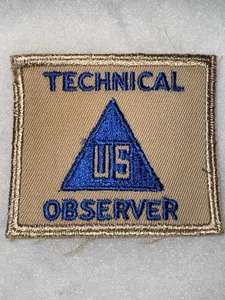 WWII US Army TECHNICAL OBSERVER Patch Triangle Khaki Twill Blue US Insignia - Picture 1 of 2