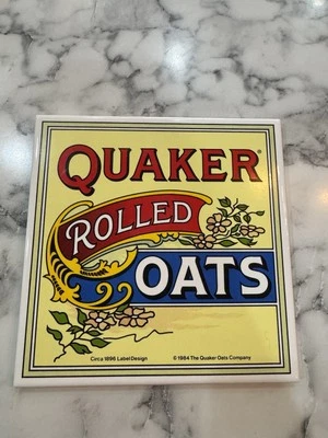 1984 Quaker Rolled Oats Ceramic Trivet Circa 1896 Label Design - Image 1 of 4