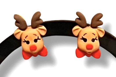 Rudolph reindeer Earrings Christmas Holiday Gift Earrings Hypoallergenic Plastic - Image 1 of 3