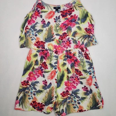 Gap Romper Womens L Rayon Tropical Floral Adjustable Tiered - Image 1 of 4