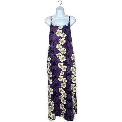 Hilo Hattie Hawaiian Dress Womens 18 Purple Hibiscus Floral Maxi Sundress Vtg - Image 1 of 4