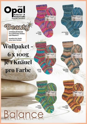 Wollpaket Sockenwolle "Opal Beauty Balance" 6x100g 4fach mulesingfrei - Bild 1 von 4
