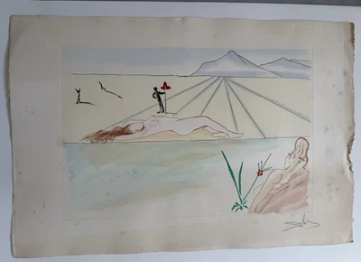 Impresión firmada a prueba de artista Salvador Dalí "Dreamer" con arcos marca de agua Foto 1 de 4