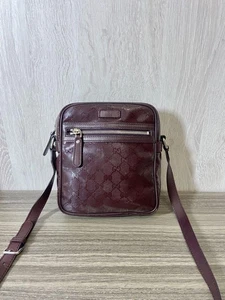 GUCCI GG Imprime Leather Crossbody Shoulder Bag Brown Logo Sling Purse MBb1933 - Picture 1 of 20