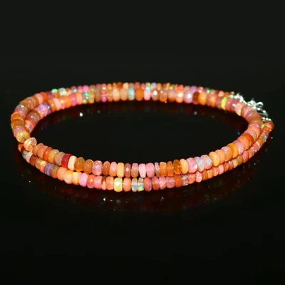 Natural Opal Rondelle Beads Orange Opal Beads Minimalist Handmade Necklace 6519 - Image 1 of 2