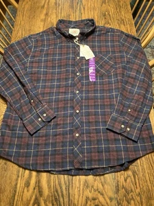 Camisa de Franela CLOUDVEIL Para Hombres Talla 3XL Roja Azul A Cuadros Abotonada Informal Exterior NUEVA - Imagen 1 de 13