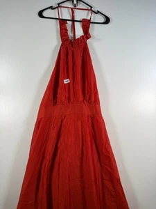BNWT Banana Republic Womens Ruffle Trim Halter Maxi Dress Red Sz 16 Petite - Picture 1 of 13