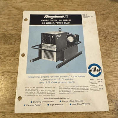 Brochure vendita centrale elettrica saldatore 1, 180 Ampere Miller Welding Roughneck 1983 - Immagine 1 di 4