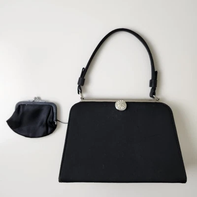 Bolso de mano de satén negro de colección After Five asa superior cartera de noche con bolso para monedas estrás Foto 1 de 4