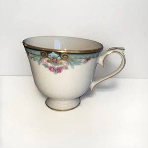 Lenox Newbury Square Jewel Collection Raised Ivory Teal Gold Floral Cup - Picture 1 of 5