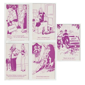 Lote 6 Circa 1940 Arcade Tarjetas Comerciales Exposición Suministro Ex Sup Co Dibujos Animados Humor Risqué - Imagen 1 de 2