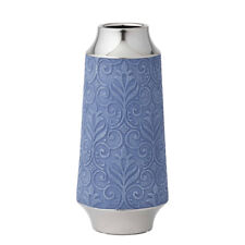 Pilbeam Living Azure Modern Display Stoneware Vase Large Blue/Silver Decor 