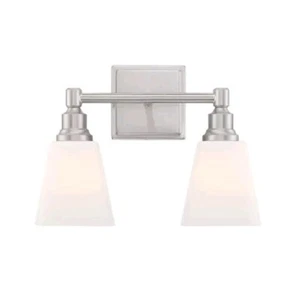 Signature Hardware Leadwell Two Light Bathroom Vanity Light Brushed Nickel - Picture 1 of 3