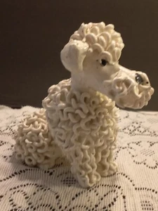 Vintage Italy Ceramic Spaghetti Noodle Poodle White Crude 6 " MCM Handpainted - Picture 1 of 12