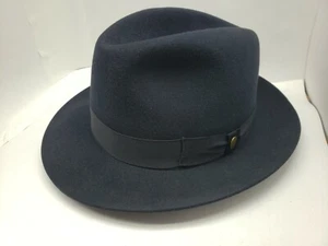 GUERRA 1855 GU NAVY FUR FELT HAT FEDORA MADE IN ITALY - Picture 1 of 7