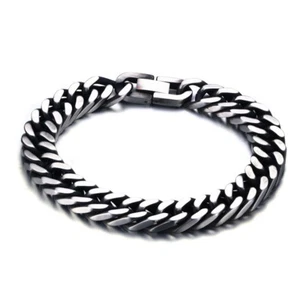 8" Retro Grau Punk Party Armreifen Männlicher Schmuck Edelstahl Kette Männer Armband - Bild 1 von 10
