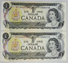 1973 Bank Of Canada $1 Sequential/ Consecutive Circulated SERIAL # BFE8056728-29