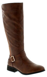 Platino Womens Long Boots Wide Fit Poppie Zip tan UK Size