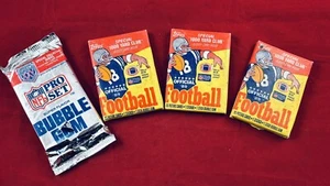 4 VTG WAX PACKS NFL FOOTBALL CARDS TOPPS & NFL PRO SET SUPER BOWL XXV 25TH ANNIV - Picture 1 of 4