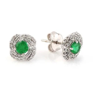 Pendiente de perchero de borde de diamante esmeralda de 0,63 quilates oro blanco 14 K - Imagen 1 de 6