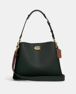 ❤️ Coach Willow C2590 Brass/Amazon Green Multi Shoulder Bag In Colorblock - Picture 1 of 5