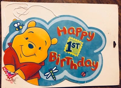 Hallmark Winnie the Pooh 1st Birthday hanging Banner 9.5" - Image 1 of 3