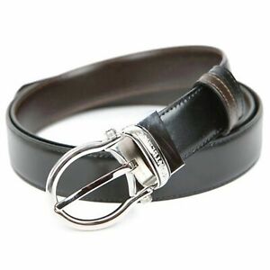 Montblanc 105123 Men's Reversible Leather Classic Belt - 2 Colors Black & Brown